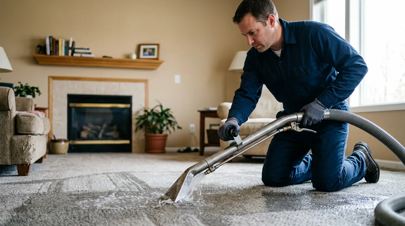 Water damage restoration technician working near Elmdale, KS